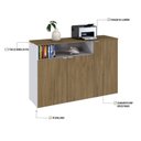 Ver imagem 6 de Armário Aparador com 3 Portas e Nicho 89,5cm x 135cm x 42cm Branco/Vermont Oak