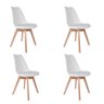 Kit 4 Cadeiras de Jantar Saarinen Leda Tulipa Base Wood Madeira Maciça com Estofado em Couro Branco - 1