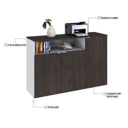 Armário Aparador com 3 Portas e Nicho 89,5cm X 135cm X 42cm - 6