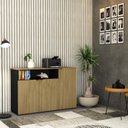 Ver imagem 7 de Armário Aparador com 3 Portas e Nicho 89,5cm x 135cm x 42cm Preto/Vermont Oak