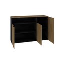 Ver imagem 2 de Armário Aparador com 3 Portas e Nicho 89,5cm x 135cm x 42cm Preto/Vermont Oak