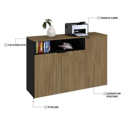 Armário Aparador com 3 Portas e Nicho 89,5cm X 135cm X 42cm - 6