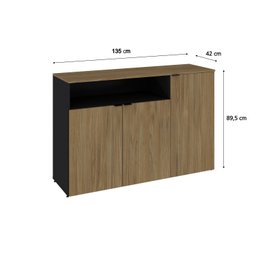 Armário Aparador com 3 Portas e Nicho 89,5cm X 135cm X 42cm - 4