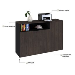 Armário Aparador com 3 Portas e Nicho 89,5cm X 135cm X 42cm - 6