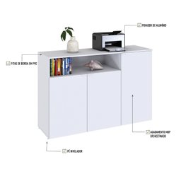 Armário Aparador com 3 Portas e Nicho 89,5cm X 135cm X 42cm - 6
