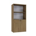 Ver imagem 3 de Armário Alto Estante com 2 Portas 160cm x 80cm x 42cm Marrom/Vermont Oak/Branco