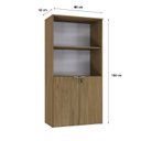 Ver imagem 4 de Armário Alto Estante com 2 Portas 160cm x 80cm x 42cm Marrom/Vermont Oak/Branco