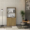 Ver imagem 1 de Armário Alto Estante com 2 Portas 160cm x 80cm x 42cm Marrom/Vermont Oak/Branco