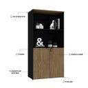 Ver imagem 6 de Armário Alto Estante com 2 Portas 160cm x 80cm x 42cm Marrom/Vermont Oak/Preto