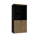 Ver imagem 3 de Armário Alto Estante com 2 Portas 160cm x 80cm x 42cm Marrom/Vermont Oak/Preto
