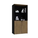 Ver imagem 5 de Armário Alto Estante com 2 Portas 160cm x 80cm x 42cm Marrom/Vermont Oak/Preto