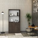 Ver imagem 1 de Armário Alto Estante com 2 Portas 160cm x 80cm x 42cm Marrom/Terracota/Branco