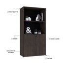 Ver imagem 6 de Armário Alto Estante com 2 Portas 160cm x 80cm x 42cm Marrom/Terracota/Preto