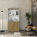 Ver imagem 1 de Armário Alto Estante com 2 Portas 160cm x 80cm x 42cm Branco/Vermont Oak