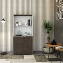 Ver imagem 1 de Armário Alto Estante com 2 Portas 160cm x 80cm x 42cm Branco/Terracota