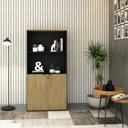 Ver imagem 1 de Armário Alto Estante com 2 Portas 160cm x 80cm x 42cm Preto/Vermont Oak