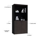Ver imagem 6 de Armário Alto Estante com 2 Portas 160cm x 80cm x 42cm Preto/Terracota