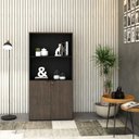 Ver imagem 1 de Armário Alto Estante com 2 Portas 160cm x 80cm x 42cm Preto/Terracota