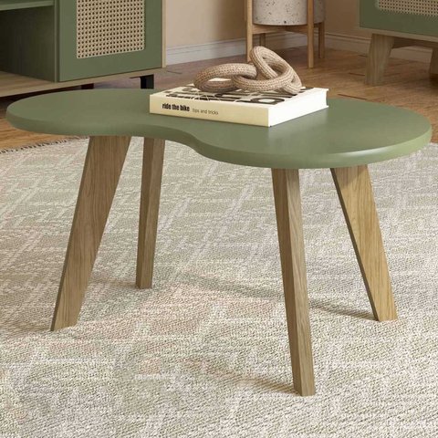 Mesa de Centro Orgânica 90cm para Sala Cassia Menta A09 - Mpozenato