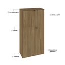 Ver imagem 6 de Armário Alto Fechado com 2 Portas 161,5cm x 80cm x 42cm Marrom/Vermont Oak/Preto
