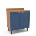 Ver imagem 2 de Balcão para Cozinha 2 Portas 80cm sem Tampo Pérola Azul/Freijó Yescasa