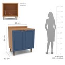 Ver imagem 3 de Balcão para Cozinha 2 Portas 80cm sem Tampo Pérola Azul/Freijó Yescasa
