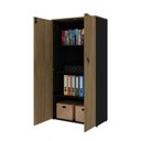 Ver imagem 2 de Armário Alto Fechado com 2 Portas 161,5cm x 80cm x 42cm Preto/Vermont Oak