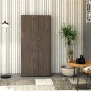 Ver imagem 1 de Armário Alto Fechado com 2 Portas 161,5cm x 80cm x 42cm Preto/Terracota