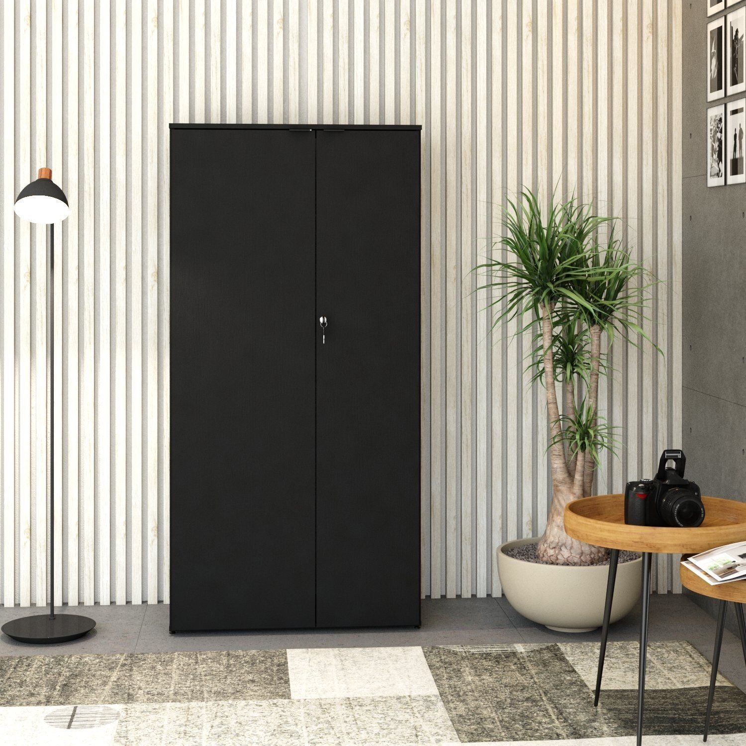 02yvm　黒　38サイズ Armário Alto Fechado com 2 Portas 161,5cm X 80 X 42cm | MadeiraMadeira