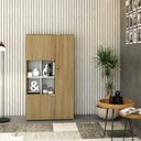 Ver imagem 1 de Armário Alto com Nicho e 3 Portas 161,5cm x 90cm x 42cm Branco/Vermont Oak