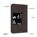 Ver imagem 6 de Armário Alto com Nicho e 3 Portas 161,5cm x 90cm x 42cm Marrom/Terracota/Preto