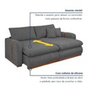 Ver imagem 4 de Sofá Cama Retrátil e Reclinável 3 Lugares Veludo Cinza França 230cm Yescasa
