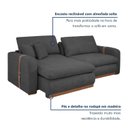Ver imagem 3 de Sofá Cama Retrátil e Reclinável 3 Lugares Veludo Cinza França 230cm Yescasa
