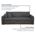 Ver imagem 5 de Sofá Cama Retrátil e Reclinável 3 Lugares Veludo Cinza França 230cm Yescasa