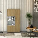 Ver imagem 1 de Armário Alto com Nicho e 3 Portas 161,5cm x 90cm x 42cm Branco/Vermont Oak