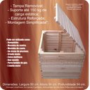 Ver imagem 3 de Caixa Multiuso Mesa de Centro e Banco em Madeira 50x54x54 Cm Eucalipto Neonx