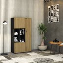 Ver imagem 7 de Armário Alto com Nicho e 3 Portas 161,5cm x 90cm x 42cm Preto/Vermont Oak