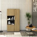 Ver imagem 1 de Armário Alto com Nicho e 3 Portas 161,5cm x 90cm x 42cm Preto/Vermont Oak