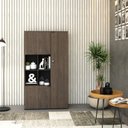 Ver imagem 1 de Armário Alto com Nicho e 3 Portas 161,5cm x 90cm x 42cm Preto/Terracota