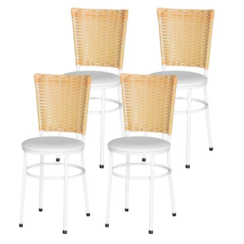 4 Cadeiras para Mesa Branca Hawai Palha:branco