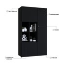 Ver imagem 6 de Armário Alto com Nicho e 3 Portas 161,5cm x 90cm x 42cm Preto