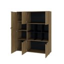 Ver imagem 2 de Armário Alto com Nichos e 5 Portas 161,5cm x 135cm x 42cm Preto/Vermont Oak