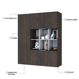 Armário Alto com Nichos e 5 Portas 161,5cm X 135cm X 42cm - 6