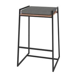 Banqueta Alta 77,5cm de altura do assento com almofada solta PB30 Pozza - Pozza Linho Cinza/Preto - 2