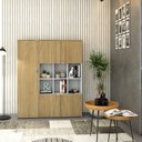 Ver imagem 1 de Armário Alto com Nichos e 5 Portas 161,5cm x 135cm x 42cm Branco/Vermont Oak