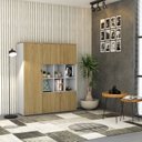 Ver imagem 7 de Armário Alto com Nichos e 5 Portas 161,5cm x 135cm x 42cm Branco/Vermont Oak