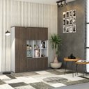 Ver imagem 7 de Armário Alto com Nichos e 5 Portas 161,5cm x 135cm x 42cm Branco/Terracota