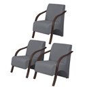 Ver imagem 1 de Kit 3 Poltronas 1 Lugar Vênus Suede Grafite