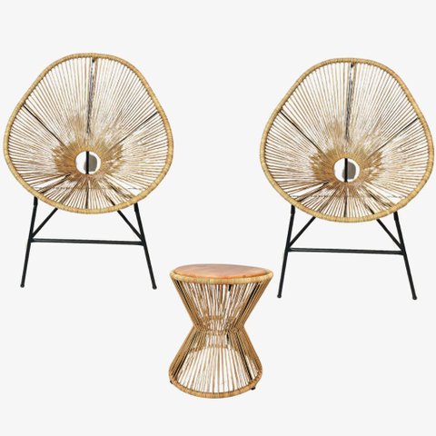 Kit 2 Cadeiras Acapulco + Mesa Ampulheta(bananeira)