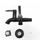 Ver imagem 2 de Torneira Pia Cozinha Jardim Tanque Máquina 2 Saídas Abs 1/4v Preto